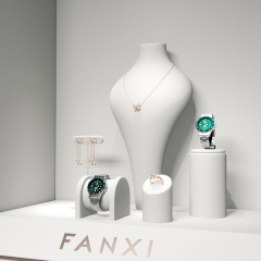 Custom colour luxury white microfiber jewellery display set