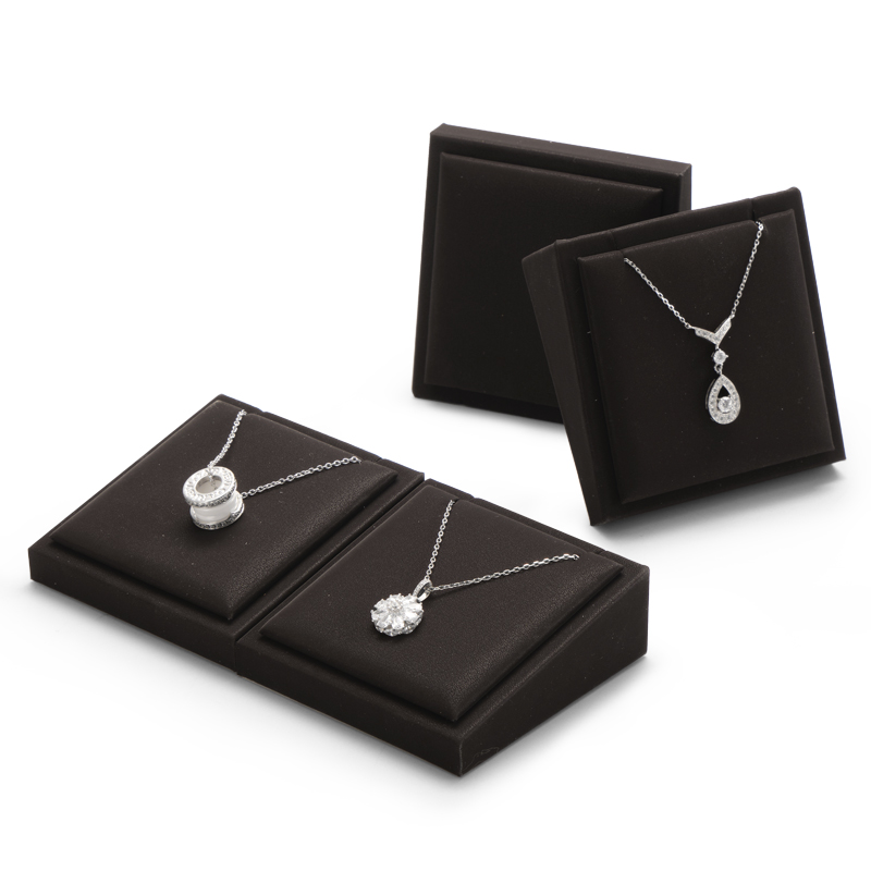Metal frame jewelry display set with black leather