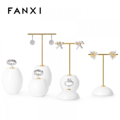 Luxury white resin jewelry display stand with metal T bar
