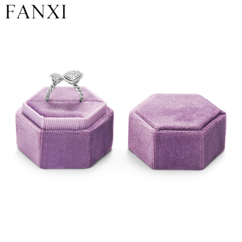 Purple flannelette velvet jewelry ring packaging box