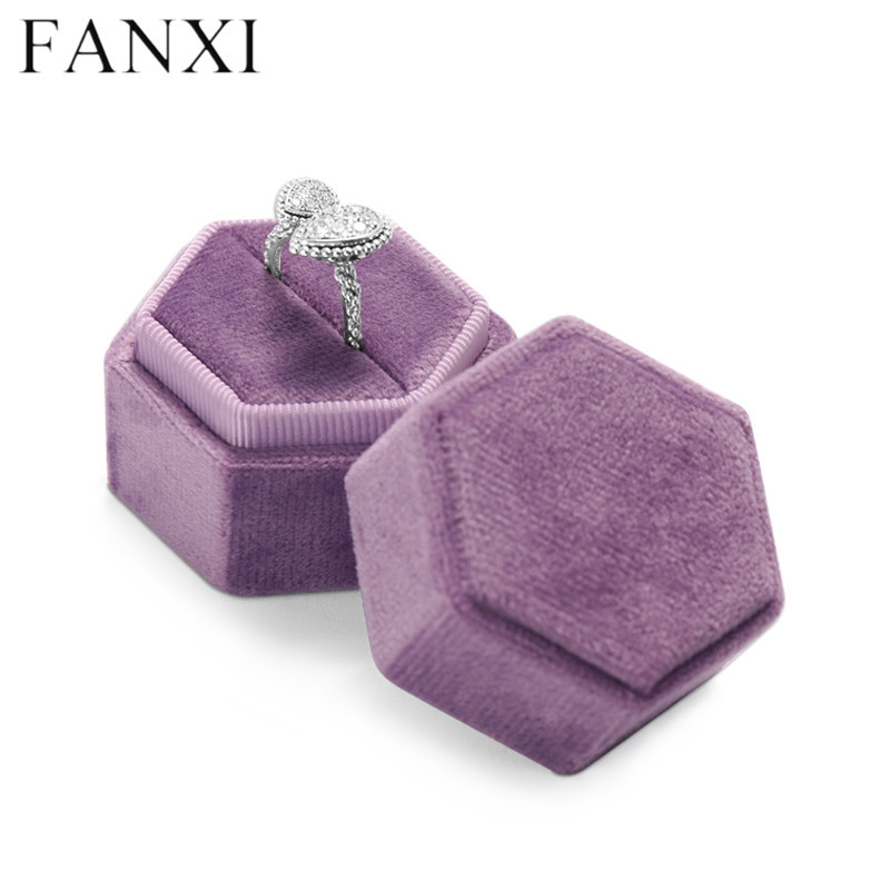Purple flannelette velvet jewelry ring packaging box