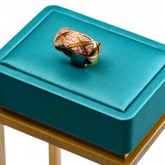 Luxury metal frame jewelry display set with green PU leather