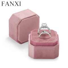 Pink flannelette velvet double ring packaging box
