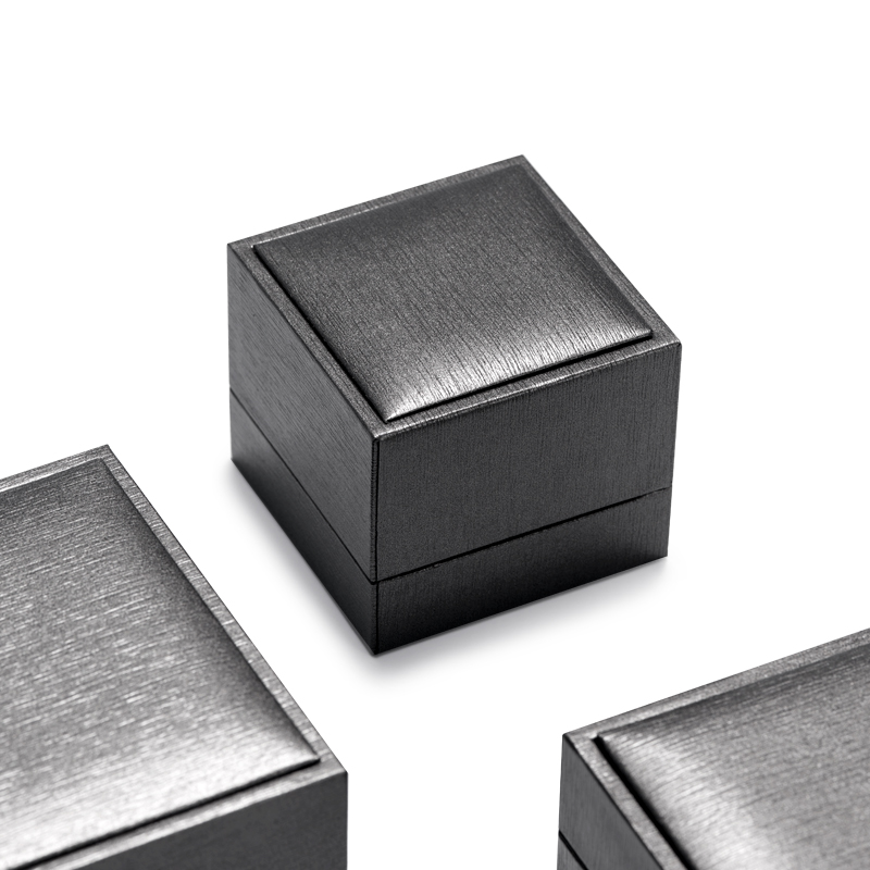 Black leatherette paper jewellery packaging box