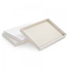 FANXI Manufacturer Jewelry Display Pro Accept Custom Beige Color Linen Wood Jewelry Display Tray