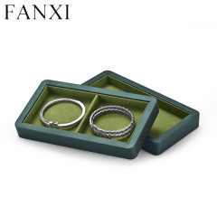 Green jewelry organizer display tray with acrylic lid