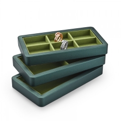 Green jewelry organizer display tray with acrylic lid