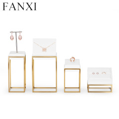 Luxury metal jewellery display set with white microfiber