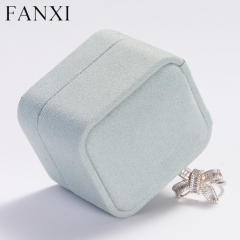 Wholesale ice blue microfiber jewellery packing box for ring