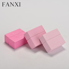 FANXI manufacturer custom pink leather jewelry ring box