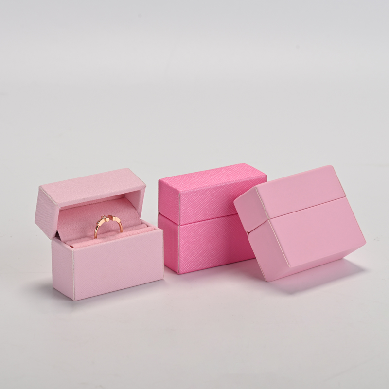 FANXI manufacturer custom pink leather jewelry ring box