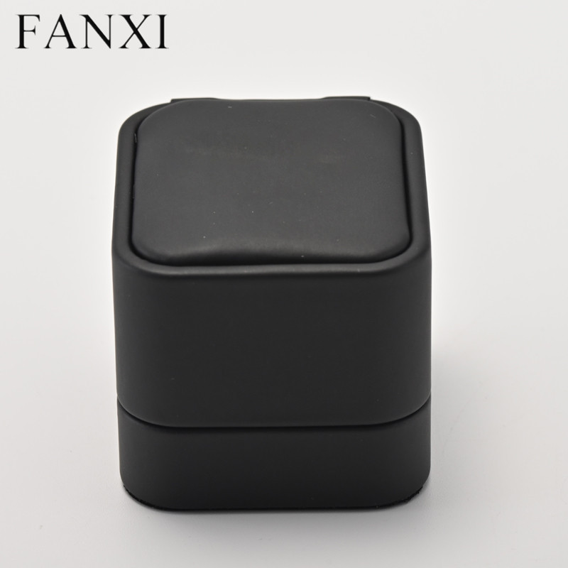 FANXI wholesale custom logo/colour black leather jewelry box with velvet inside