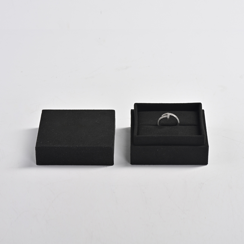 Wholesale custom logo/colour black microfiber jewellery ring box