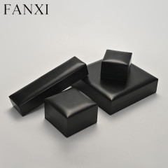 FANXI wholesale black PU leather jewelry box for ring earring pendant bangle bracelet necklace