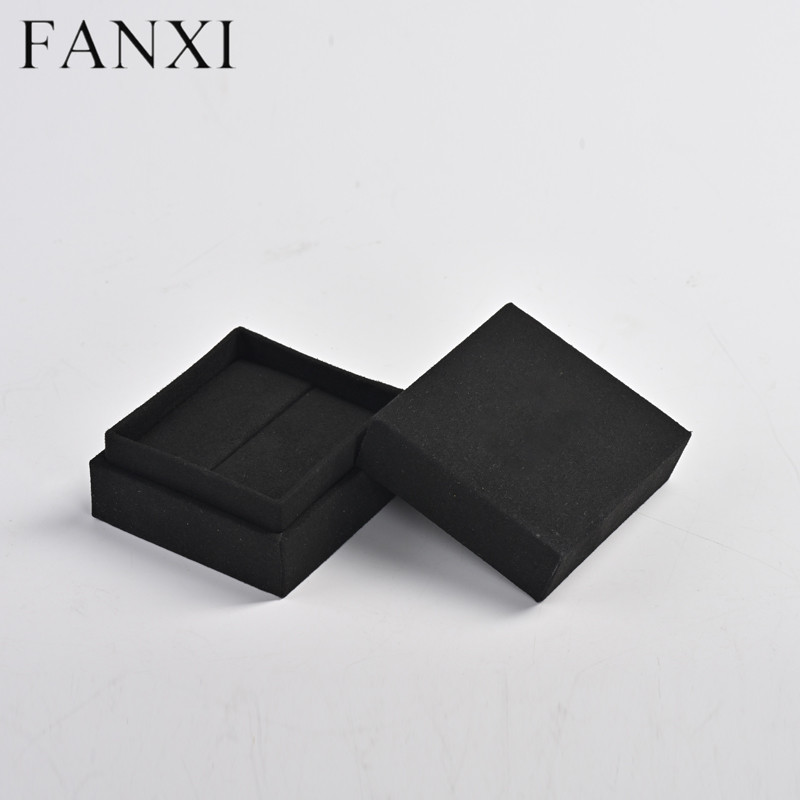 Wholesale custom logo/colour black microfiber jewellery ring box