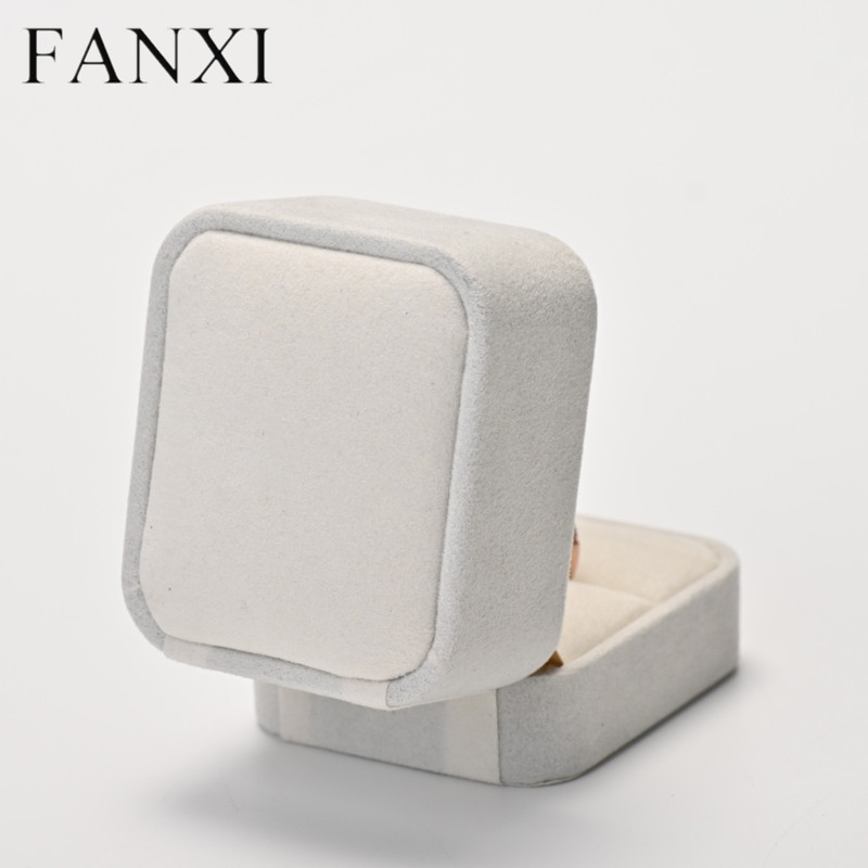 FANXI manufacturer custom cream velvet jewelry box for ring