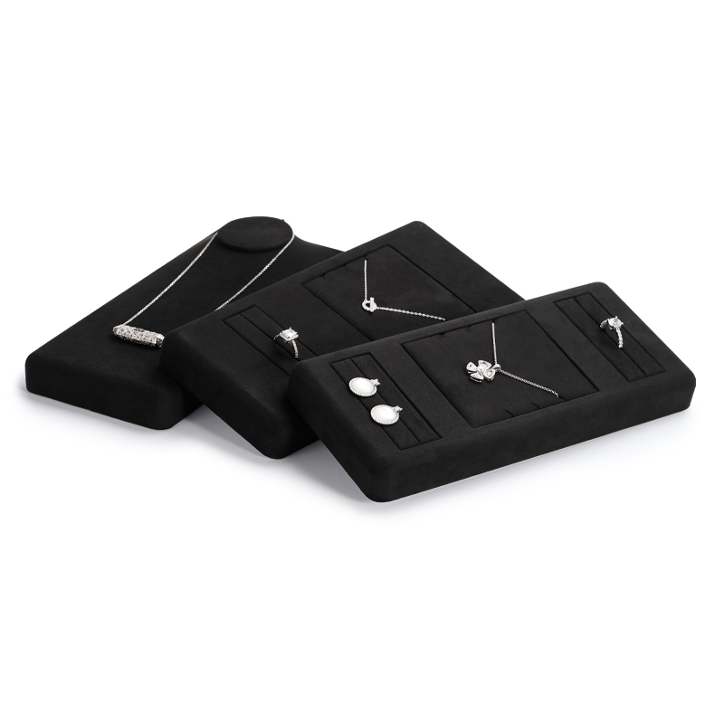 New design black microfiber jewelry display set for ring pendant bangle