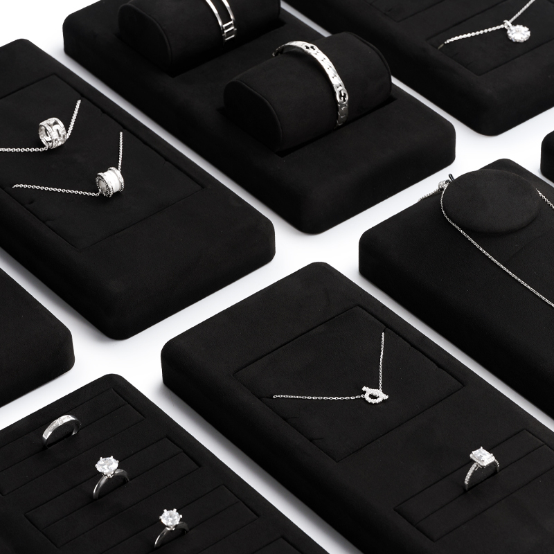 New design black microfiber jewelry display set for ring pendant bangle