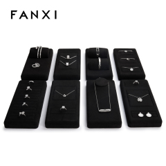 New design black microfiber jewelry display set for ring pendant bangle