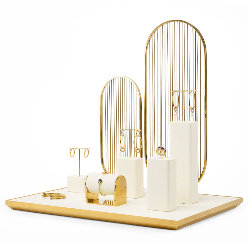 New design metal frame luxury jewelry display stand set