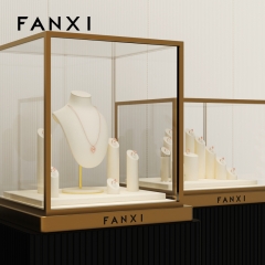 Fanxi Custom luxury Cream white jewelry ring display sets for jewellery