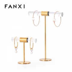 FANXI New Arrival Luxury Metal and Acrylic Jewelry Display stands for Ring Earring Display With Gold color