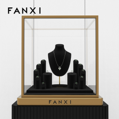 Fanxi Custom Black Window jewelry display cabinet Jewelry display sets luxury