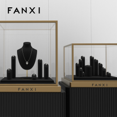 Fanxi Custom Black Window jewelry display cabinet Jewelry display sets luxury
