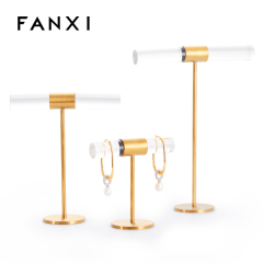 FANXI New Arrival Luxury Metal and Acrylic Jewelry Display stands for Ring Earring Display With Gold color