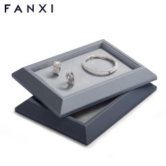 FANXI custom gray jewelry display tray with microfiber inside