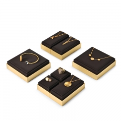 FANXI wholesale wooded jewelry display set with black PU leather