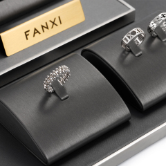 FANXI black luxury metal frame jewelry display set with pu leather