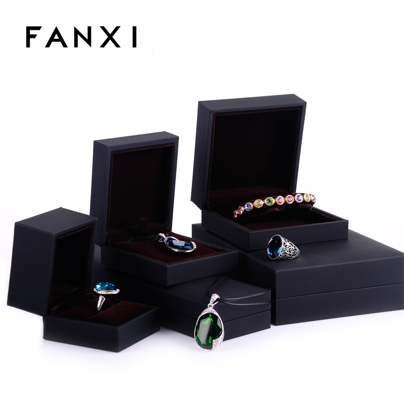 FANXI Classical Custom Logo Touching Paper Jewelry Packaging Box With Velvet Insert Gift Boxes