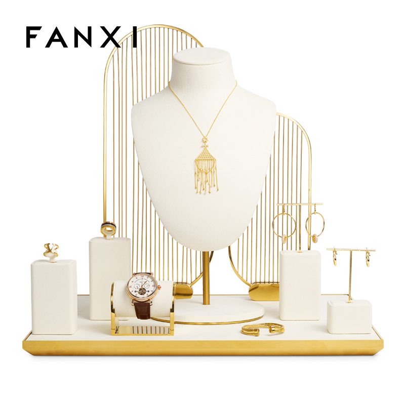 New design metal frame luxury jewelry display stand set