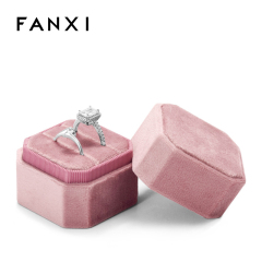 Pink flannelette velvet double ring packaging box