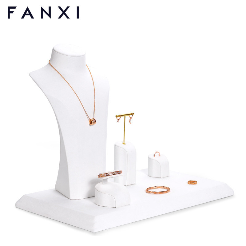 FANXI new design white colour jewelry counter display set