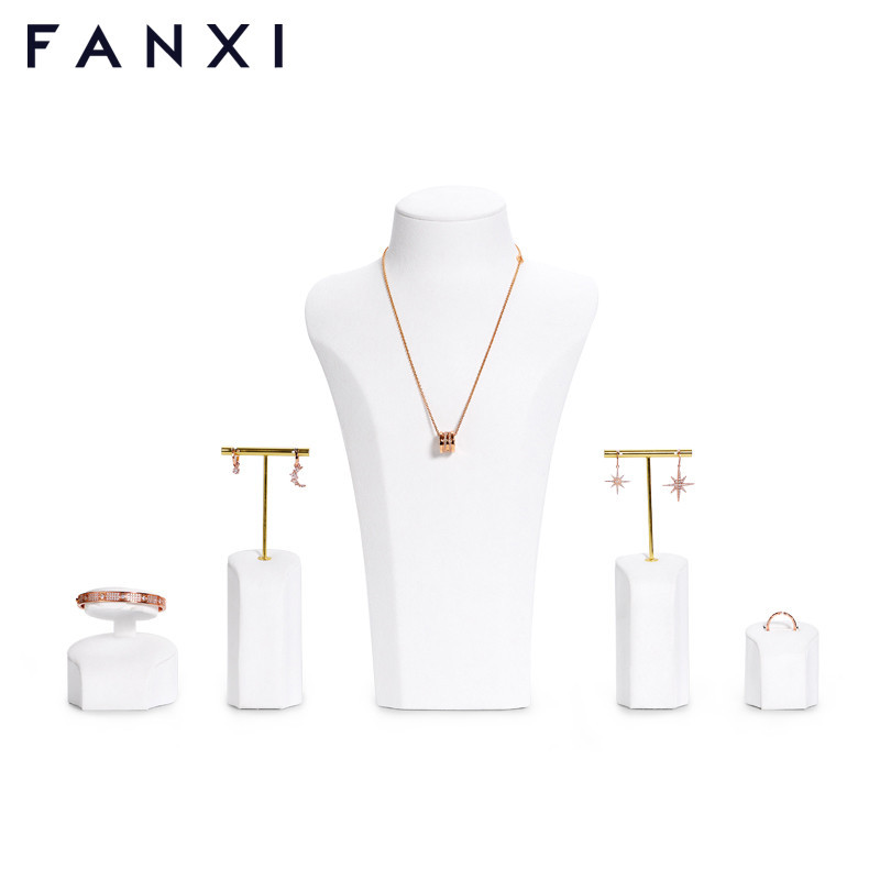 FANXI new design white colour jewelry counter display set