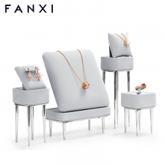 FANXI luxury gray colour jewelry display for ring earring pendant with metal base