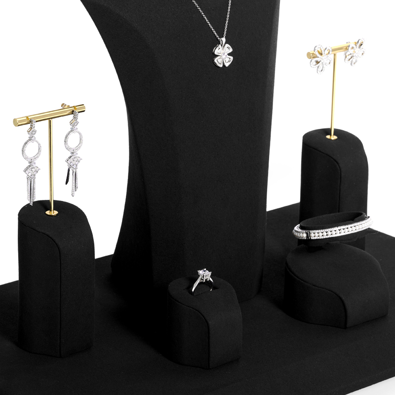 FANXI luxury new design black microfiber jewelry display set