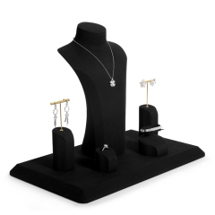 FANXI luxury new design black microfiber jewelry display set