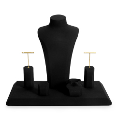 FANXI luxury new design black microfiber jewelry display set