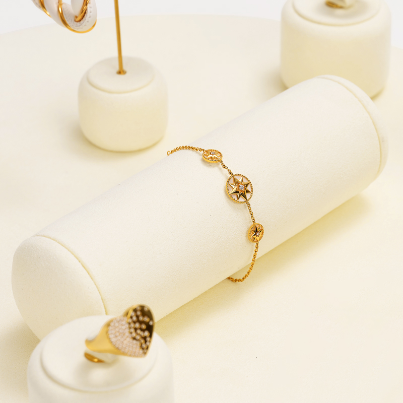 FANXI luxury new design beige microfiber jewelry display stand set with metal
