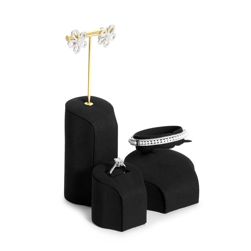 FANXI luxury new design black microfiber jewelry display set