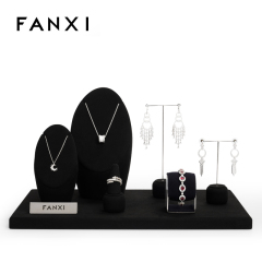 FANXI factory black microfiber jewelry display stand set
