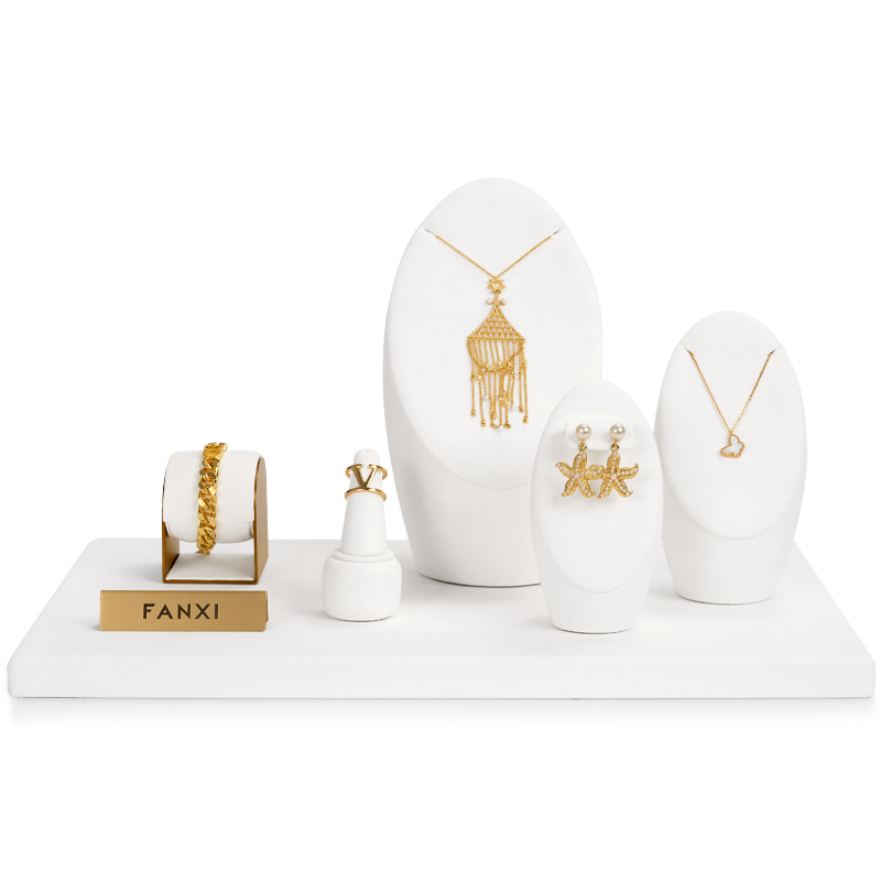 FANXI luxury new style white colour jewelry display set