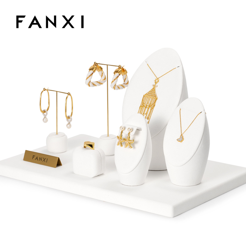 FANXI luxury new style white colour jewelry display set