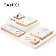 FANXI factory white colour jewelry display set with metal frame