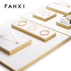 FANXI factory white colour jewelry display set with metal frame