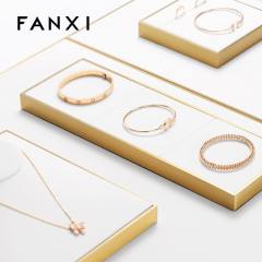 FANXI factory white colour jewelry display set with metal frame