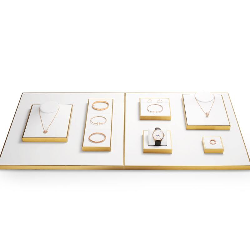 FANXI factory white colour jewelry display set with metal frame